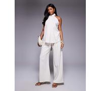 ASOS X THE SOURCED COLLECTION - Top color pietra allacciato al collo con colletto-Neutro 38