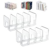 ASOUUNLD 2 Pz Portariviste in Acrilico con 4 Scomparti,Fermalibri in Acrilico per Scaffale 4 Scomparti,Divisori per Borse Donna Armadio,Divisori per Mensole in Plastica per Ufficio e Biblioteca