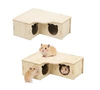 ASOUUNLD Casetta in Legno per Criceti,Casetta ad Angolo per Porcellini d’India,Casa in Legno per Criceto per Animali di Piccola Taglia Come Criceti Nani, Gerbilli