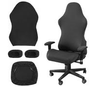 ASOUUNLD Set di 4 Pz Coprisedia da Gaming,Coprisedia da Gaming Elasticizzata,Rivestimento per Sedie da Gioco con Copri-Braccia per Sedie da Gioco,Sedia da Computer,Sedia Girevoli (Nero)
