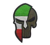 Aspcsmomt Toppa ricamata con teschio con bandiera italiana, toppa tattica da morale italiani punitori, con chiusura a strappo, da cucire su zaino, giacca, cappello, uniforme