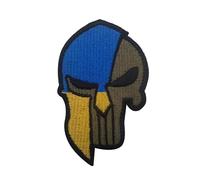 Aspcsmomt Toppa ricamata con teschio con bandiera ucraina, toppa da punitore ucraino, con gancio e anello, da cucire su zaino, giacca, cappello, uniforme