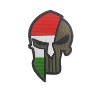 Aspcsmomt Toppa ricamata con teschio con bandiera ungherese, toppa da punitore ungherese, da cucire su zaino, giacca, cappello, uniforme, cappotto, cappello