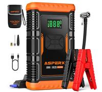 ASPERX Booster Avviamento Auto 3000A,150PSI Avviatore Batteria Auto con Compressore,12v Starter Batteria Moto Portatile(Fino a 10 L benzina o 8 L diesel),Luci a LED, Cavi di Avviamento