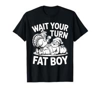 Aspetta Il Tuo Turno Divertente Ringraziamento Tacchino Babbo Natale Maglietta