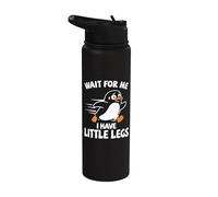 Aspettami Ho le gambe piccole, le gambe corte, escursionista, pinguino Stainless Steel Insulated Water Bottle