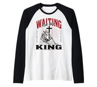 Aspettando Il re Scheletro Cristiano Bibbia Art Maglia con Maniche Raglan