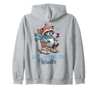 Aspettando l'inverno Natale Procione Bere Vino Amore Felpa con Cappuccio