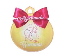 "Aspettando..." Pallina di Natale Personalizzata con Nome in Plexy Idea Regalo Genitori in Attesa Mamma Papà Regalo Buone Feste Addobbi Natalizi Famiglia Festività Decorazioni Natalizie casa Albero