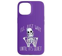 ASPETTERÒ UN TRANQUILLO Halloween Teacher Skeleton Meme Custodia per iPhone 15