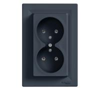 Asphora, presa doppia 2P+PE, antracite, EPH9800271