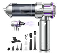 Aspirabriciole Senza Fili, 25000Pa Aspirapolvere Auto con Scarico Polvere Automatico a un Tocco, 4 in 1 Mini Aspirapolvere, Motore Brushless, Aspirazione a 3 Velocità per Peli di Animali, Auto, Casa