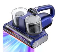 Aspirapolvere per Materassi Battimaterasso Antiacaro con Luce UV-C a 253,7 nm 16Kpa Aspirazione Filtro HEPA Riscaldamento Ultrasuoni Funzione Rotazione della Spazzola a 30000 giri/min 500W Filo Blu