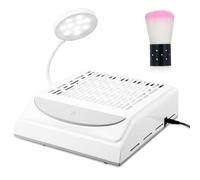 Aspirapolvere per unghie con lampada a LED, 100 W, professionale per l'aspirazione della polvere e la casa, potente e silenzioso aspiratore per unghie con filtro, velocità regolabile
