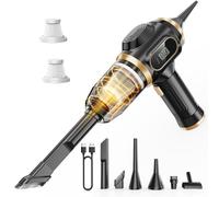 Aspirapolvere Portatile per Auto Senza Fili, Mini Aspirapolvere Manuale Ricaricabile con Display LCD e Multi-Bocchette, Alta Potenza per Auto, Casa, Ufficio, Divano, Peli di Animali, Tastiera