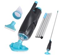 Aspirapolvere ricaricabile per piscina con asta regolabile e due testine per sfregamento, per piscina fuori terra, piscina interrata, vasca idromassaggio, spa vac, dura 40 minuti, pulizia senza fili