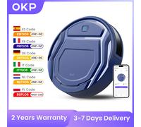 Aspirapolvere robot OKP K2 Aspirazione 2000 Pa, controllo assistente APP/Google, ideale per peli di animali domestici, moquette e pavimenti duri K2-Blue-EU