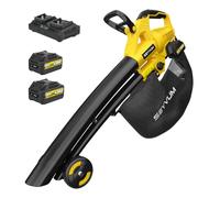 Aspiratore a batteria, 40 V, batteria 2 × 4,0 Ah con caricatore, soffiatore 3 in 1, aspiratore e pacciame, 6 marce, senza fili, velocità di soffiaggio 190 km/h, sacco da 45 l per giardino
