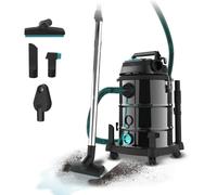 Cecotec Aspiratore per solidi e liquidi 30 L Conga Rockstar Wet & Dry Steel Pro. 1600 W, 23 kPa, Sistema di drenaggio, Aspirapolvere e soffiante, Struttura in metallo, Ruote, Raggio d'azione 5 m