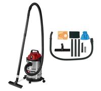 Aspiratore a secco e umido Einhell TC-VC 2045 S (900 W, potenza di aspirazione 180 mbar, serbatoio in acciaio inox da 20 l, rulli, supporto accessori, inclusi vari filtri e bocchette)
