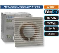 ASPIRATORE ELICOIDALE DA INTERNO MONTAGGIO MONTAGGIO A PARETE 15W 19MQ/H IPX4