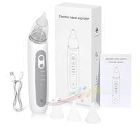 Aspiratore nasale elettrico per bambini, aspiratore nasale per bambini, con 3 punte in silicone e 3 livelli di aspirazione, funzione lenitiva con musica e luce, aspiratore nasale anti-riflusso per