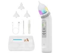 Aspiratore nasale elettrico per bambini, con 5 livelli, musica e luce, a basso rumore, ricarica USB-C, 3 inserti in silicone morbido, impermeabile (grigio)