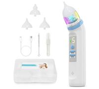 Aspiratore nasale elettrico per bambini, con 5 livelli, musica e luce, a basso rumore, ricarica USB-C, 3 inserti in silicone morbido, impermeabile (blu)