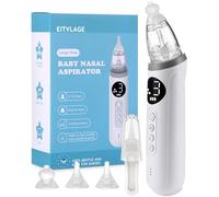 Aspiratore nasale elettrico per bambino, 3 ventose regolabili | Pulitore per naso con camera di aspirazione più grande, funzione lenitiva per musica e luce, 3 punte in silicone per neonati