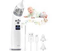 Aspiratore Nasale Elettrico per Neonati e Bambini con 3 Livelli di Aspirazione, 2 Punte in Silicone, Ricaricabile e Musica Rilassante