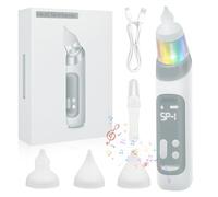 Aspiratore Nasale Neonato - Aspiratore Nasale per Neonati e Piccoli con 3 Punte in Silicone, 5 Livelli di Aspirazione Regolabili, Funzione Musica e Luci LED