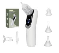 Aspiratore nasale per bambini, aspiratore nasale elettrico per bambini e neonati, con 3 punte in silicone, luce lenitiva e musica, aspiratore nasale per bambini (bianco)