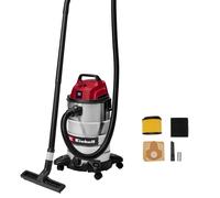 Einhell Aspiratore per liquidi e solidi TC-VC 3055 S | 950 W | 190 mbar | Serbatoio in acciaio inossidabile da 30 L | Ruote | Supporto per accessori | Incl. vari filtri e bocchette
