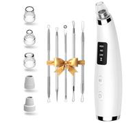 Aspiratore per punti neri, per la pulizia dei pori del viso, con 5 attacchi e 3 livelli di aspirazione, ricaricabile tramite USB, strumento per estrarre i punti neri, per donne e uomini (bianco