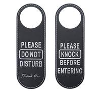 Aspire 2 Pezzi Non Disturbare Cartello Porta in Pelle PU, per Ufficio, Hotel, Affari e Casa-Please Do Not Disturb/Please Knock Before Entering