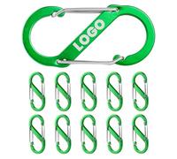 Aspire Confezione da 10 Ganci a Molla in Alluminio a Forma di S Personalizzati, Moschettoni a Doppio cancello inciso per Portachiavi da Campeggio