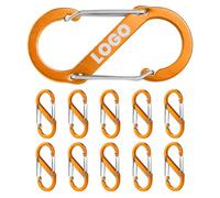 Aspire Confezione da 10 Ganci a Molla in Alluminio a Forma di S Personalizzati, Moschettoni a Doppio cancello inciso per Portachiavi da Campeggio