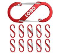 Aspire Confezione da 10 Ganci a Molla in Alluminio a Forma di S Personalizzati, Moschettoni a Doppio cancello inciso per Portachiavi da Campeggio