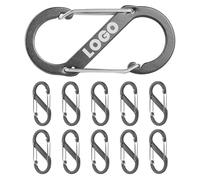 Aspire Confezione da 10 Ganci a Molla in Alluminio a Forma di S Personalizzati, Moschettoni a Doppio cancello inciso per Portachiavi da Campeggio