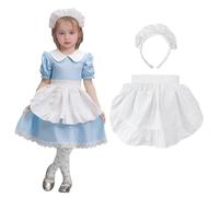 Aspire Grembiule cameriera Grembiule da Cucina, Grembiule in vita per donna, Mezzo Grembiule pizzo bianco di Halloween con due Tasche Grembiule bar