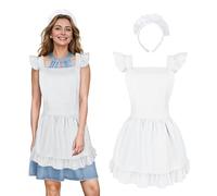 Aspire Grembiule con Volant retrò, Grembiule cameriera donna Grembiule da cucina vintage Grembiule in Cotone Regolabile per Halloween
