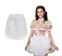 Aspire Grembiule da Cucina, Grembiule in Vita per Donna, Mezzo Grembiule in Cotone Pizzo di Halloween con Due Tasche, Costume da Cameriera Grembiule Bar