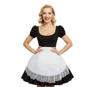 Aspire Grembiule in Vita Bianco, Grembiule Mezzo con Pizzo e Tasche per Donna, Costume da Cameriera Vintage in Cotone per Cosplay e Cucina