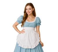 Aspire Grembiule in Vita con Tasche per Donna, Grembiule Bianco a Mezza Lunghezza con Bordo a Volant, Costume da Cameriera in Cotone per Cosplay e Pasticceria