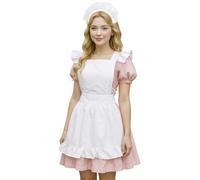 Aspire Grembiule Retro con Volant, Grembiule Bianco retrò per Donne, Costume Vintage in Cotone per Pittura, Pasticceria, Cosplay