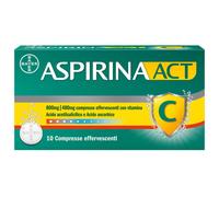 Aspirina ACT C antinfiammatorio e antidolorifico per Febbre e Sintomi Influenzali con Vitamina C 10 Compresse Effervescenti