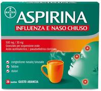 Aspirina Influenza e Naso Chiuso, da Sciogliere in Acqua Calda o Fredda, Gusto Arancia, 20 Bustine