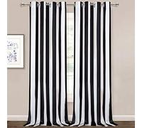 ASPMIZ Tende per finestre a righe, colore bianco e nero a righe verticali, tende per finestre con occhielli per camera da letto e soggiorno, set di 2 pannelli, 132 x 213 cm di lunghezza
