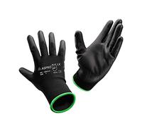 ASPRO 10 Paia di Guanti da Lavoro e da Giardinaggio - rivestimento in poliuretano nylon nero guanti da muratore, giardiniere, meccanico, saldatore, elettricista ecc Taglia 9 (L)