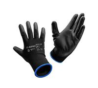 ASPRO 20 Paia di Guanti da Lavoro e da Giardinaggio - rivestimento in poliuretano nylon nero guanti da muratore, giardiniere, meccanico, saldatore, elettricista ecc Taglia 8 (M)